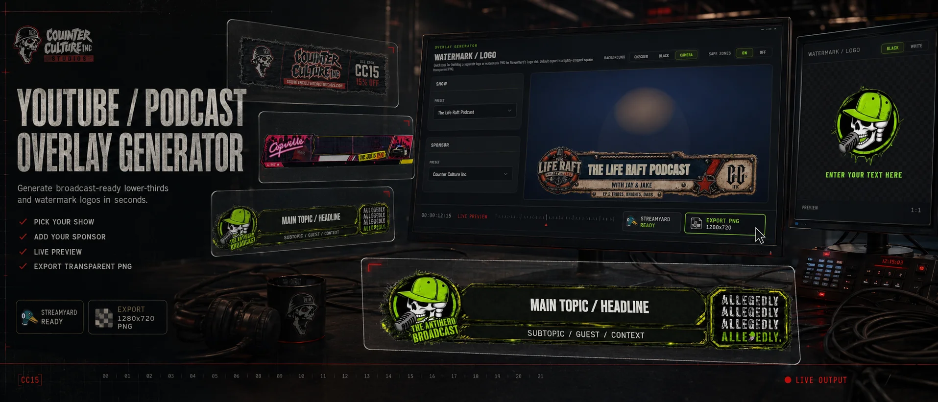 YouTube and podcast overlay generator