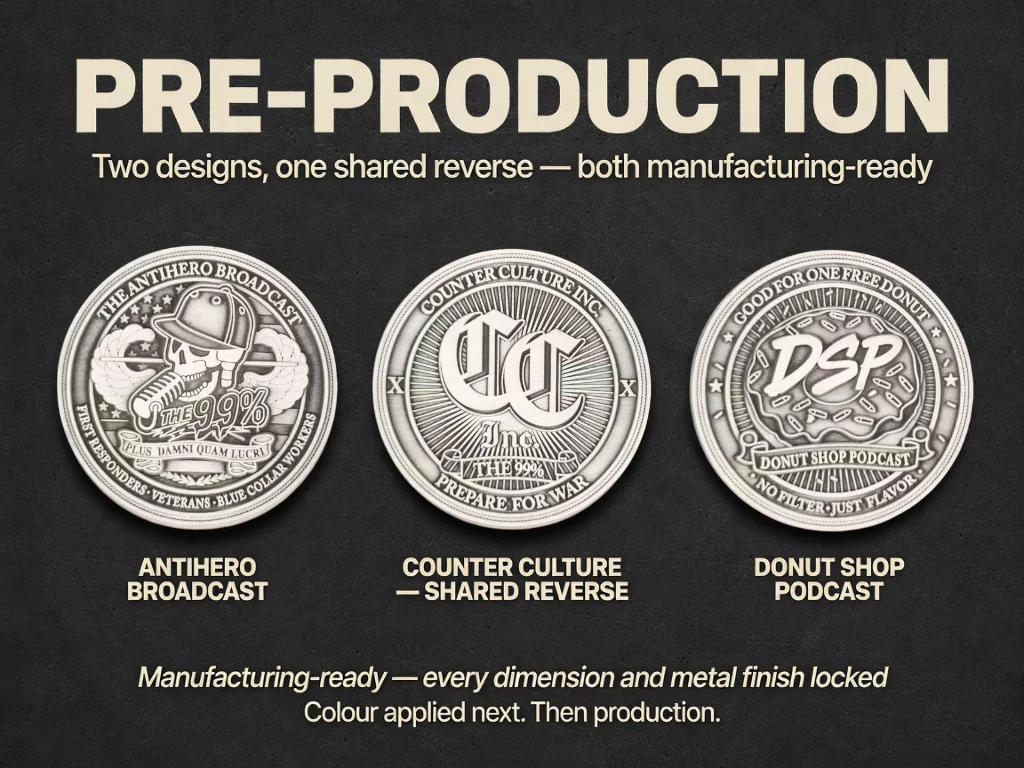 Pre-production — every dimension and finish locked